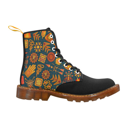 Ethno Pattern Green Orange Martin Boots For Men Model 1203H