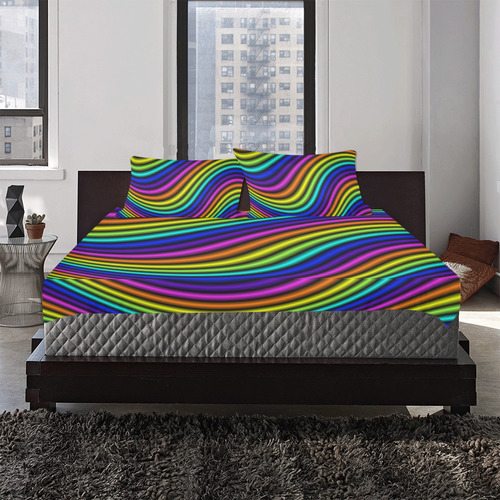 wavy rainbow 3-Piece Bedding Set