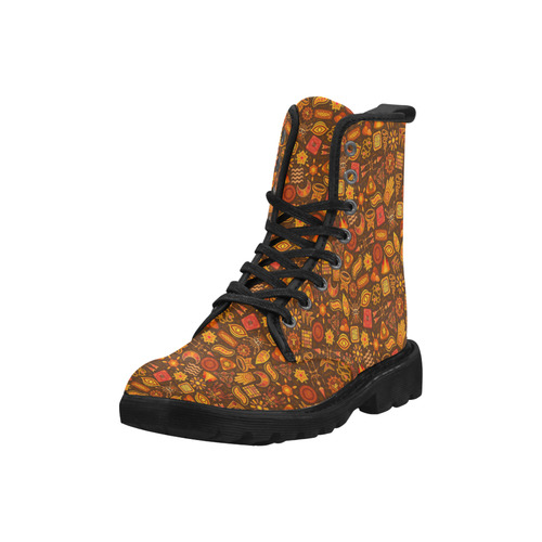 Ethno Pattern Orange 2 Martin Boots for Men (Black) (Model 1203H)