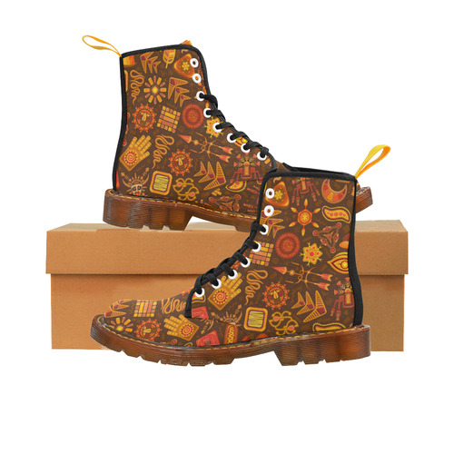 Ethno Pattern Orange Martin Boots For Women Model 1203H