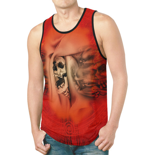 Creepy skulls on red background New All Over Print Tank Top for Men (Model T46)