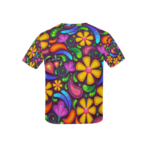 Colorful Retro Flowers Kids' All Over Print T-shirt (USA Size) (Model T40)