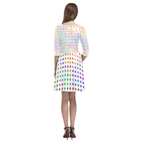 Retro Rainbow Polka Dots Tethys Half-Sleeve Skater Dress(Model D20)