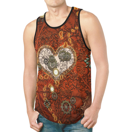 Steampunk, wonderful hearts New All Over Print Tank Top for Men (Model T46)