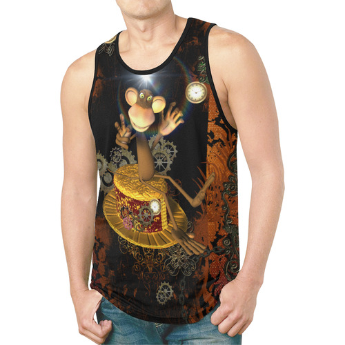 Steampunk, funny monkey New All Over Print Tank Top for Men (Model T46)