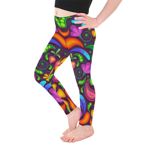 Colorful Retro Flowers Kid's Ankle Length Leggings (Model L06)