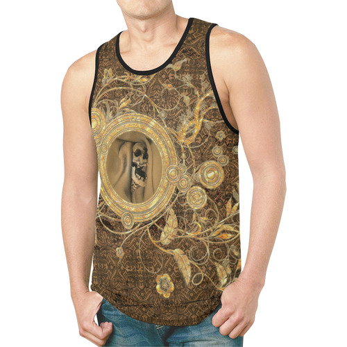 Awesome skull on a button New All Over Print Tank Top for Men (Model T46)