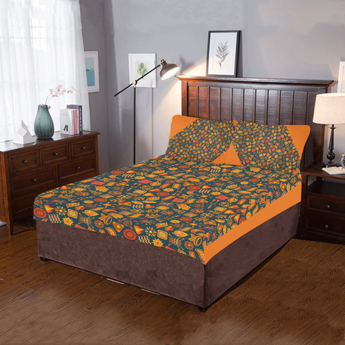 Ethno Pattern Green Orange 2 3-Piece Bedding Set