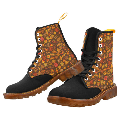 Ethno Pattern Orange 2 Martin Boots For Women Model 1203H