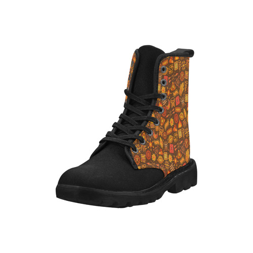 Ethno Pattern Orange 2 Martin Boots for Men (Black) (Model 1203H)