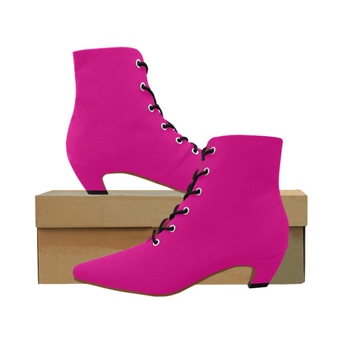 pink low heel boots