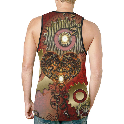 Steampunk, awesome glowing hearts New All Over Print Tank Top for Men (Model T46)