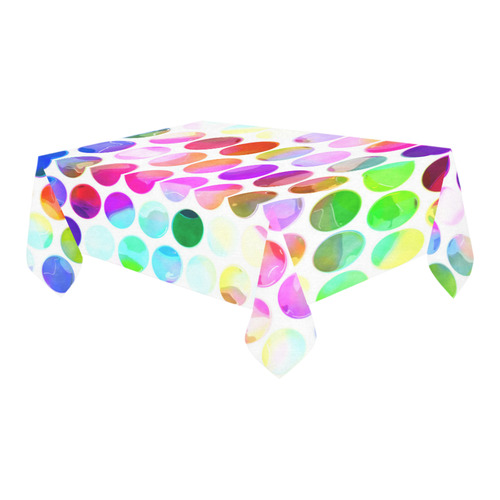 Watercolor Polka Dots Cotton Linen Tablecloth 60" x 90"