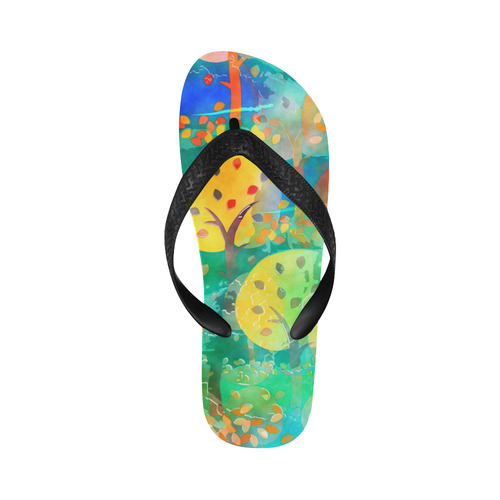 Watercolor Fall Forest Flip Flops for Men/Women (Model 040)