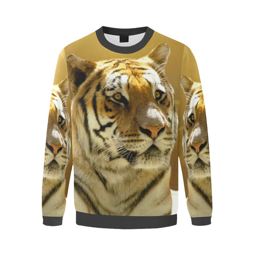 Golden Tiger Men's Oversized Fleece Crew Sweatshirt (Model H18)