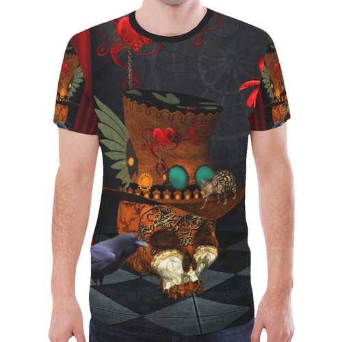 Steampunk skull with rat and hat New All Over Print T-shirt for Men (Model T45)