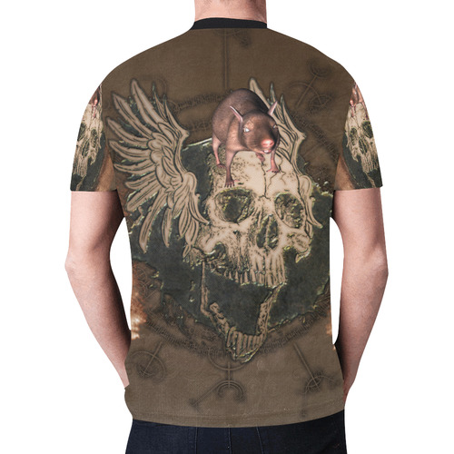 Awesome skull with rat New All Over Print T-shirt for Men (Model T45)