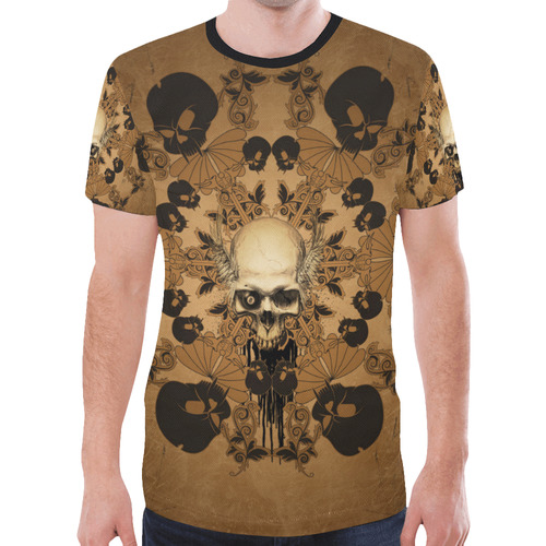 Skull with skull mandala on the background New All Over Print T-shirt for Men (Model T45)