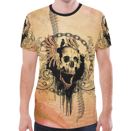Amazing skull with wings New All Over Print T-shirt for Men (Model T45)