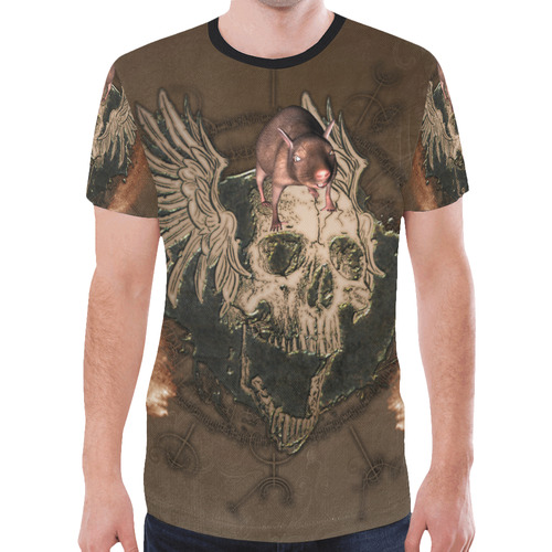 Awesome skull with rat New All Over Print T-shirt for Men (Model T45)