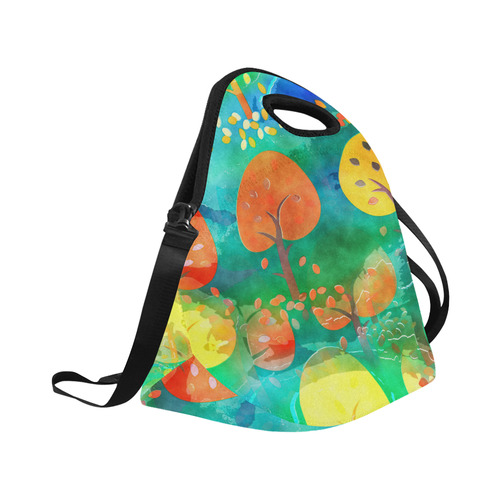 Watercolor Fall Forest Neoprene Lunch Bag/Large (Model 1669)