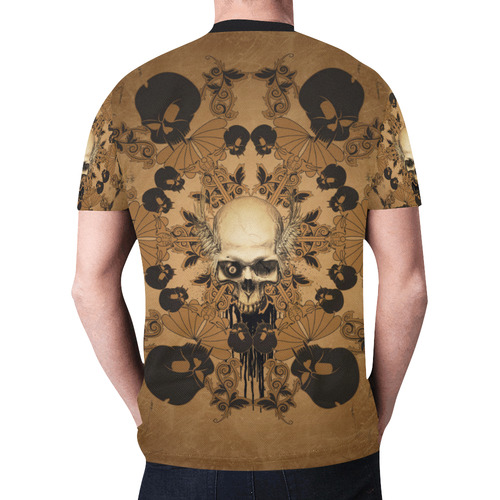 Skull with skull mandala on the background New All Over Print T-shirt for Men (Model T45)