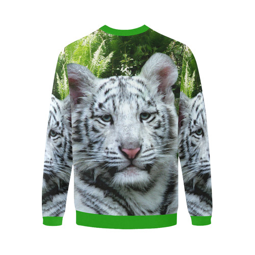 White Tiger Men's Oversized Fleece Crew Sweatshirt/Large Size(Model H18)