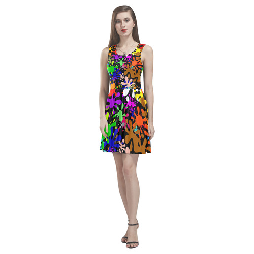 Paint Splats & Ink Blots Thea Sleeveless Skater Dress(Model D19)