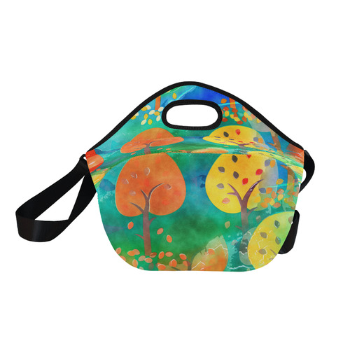 Watercolor Fall Forest Neoprene Lunch Bag/Large (Model 1669)