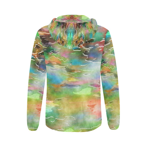 Watercolor Paint Wash All Over Print Full Zip Hoodie for Women (Model H14)