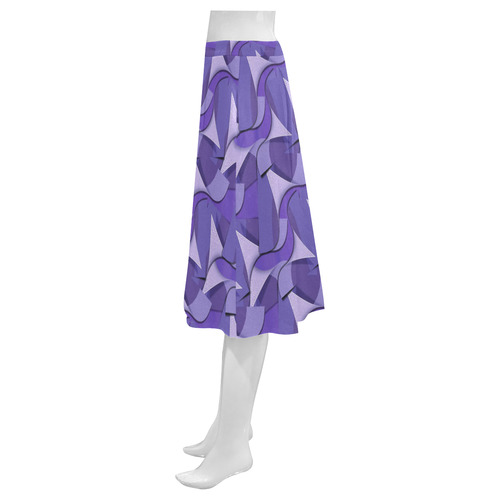Ultra Violet Abstract Waves Mnemosyne Women's Crepe Skirt (Model D16)