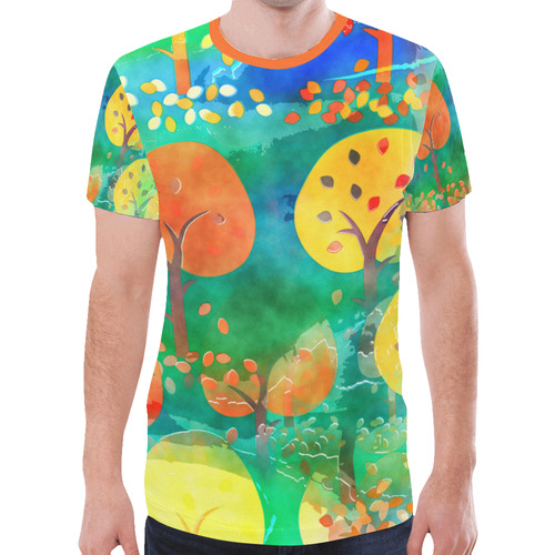 Watercolor Fall Forest New All Over Print T-shirt for Men (Model T45)