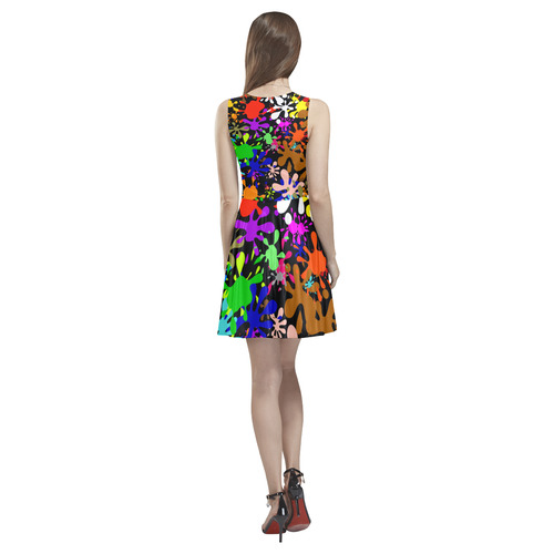 Paint Splats & Ink Blots Thea Sleeveless Skater Dress(Model D19)