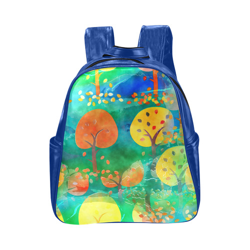 Watercolor Fall Forest Multi-Pockets Backpack (Model 1636)