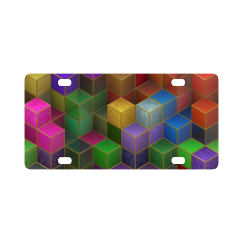 Geometric Rainbow Cubes Texture Classic License Plate