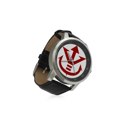 Saiyan_Royal_Symbol Unisex Stainless Steel Leather Strap Watch(Model 202)