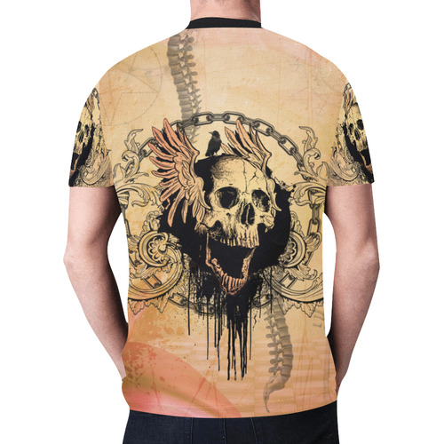 Amazing skull with wings New All Over Print T-shirt for Men (Model T45)