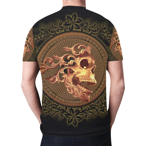 Amazing skull with floral elements New All Over Print T-shirt for Men (Model T45)