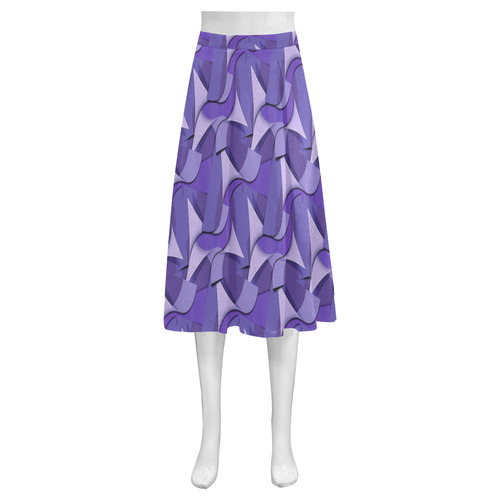 Ultra Violet Abstract Waves Mnemosyne Women's Crepe Skirt (Model D16)