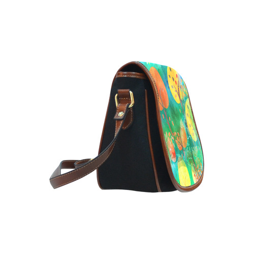 Watercolor Fall Forest Saddle Bag/Small (Model 1649)(Flap Customization)