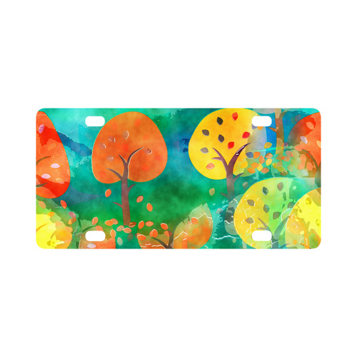 Watercolor Fall Forest Classic License Plate