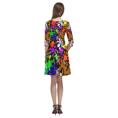 Paint Splats & Ink Blots Tethys Half-Sleeve Skater Dress(Model D20)