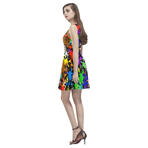 Paint Splats & Ink Blots Thea Sleeveless Skater Dress(Model D19)