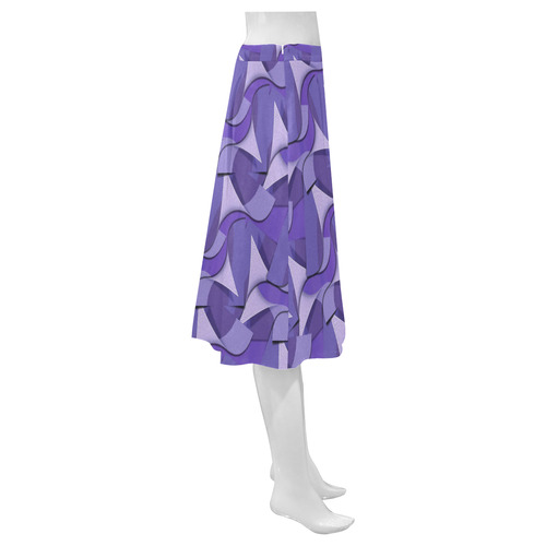 Ultra Violet Abstract Waves Mnemosyne Women's Crepe Skirt (Model D16)