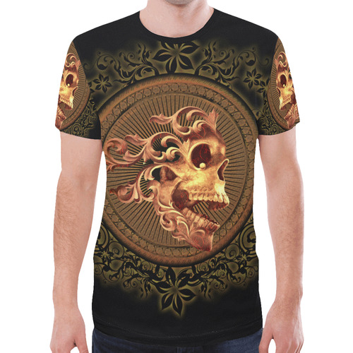 Amazing skull with floral elements New All Over Print T-shirt for Men (Model T45)