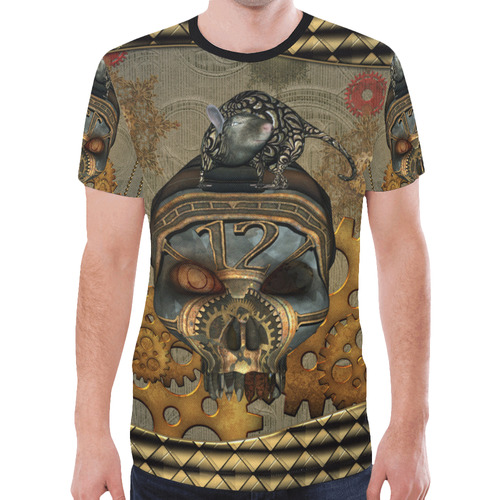Awesome steampunk skull New All Over Print T-shirt for Men (Model T45)