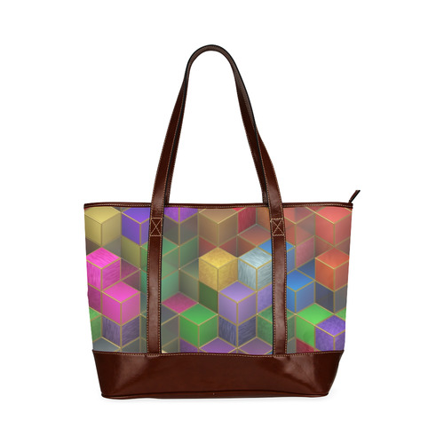 Geometric Rainbow Cubes Texture Tote Handbag (Model 1642)