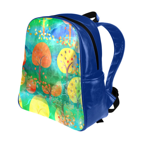 Watercolor Fall Forest Multi-Pockets Backpack (Model 1636)