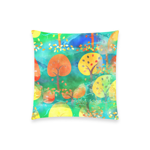 Watercolor Fall Forest Custom  Pillow Case 18"x18" (one side) No Zipper