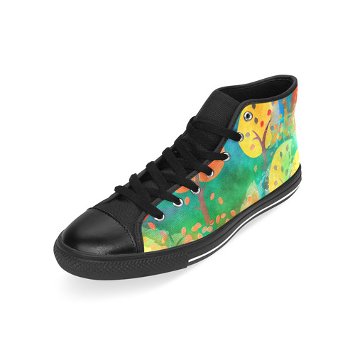 Watercolor Fall Forest Men’s Classic High Top Canvas Shoes /Large Size (Model 017)
